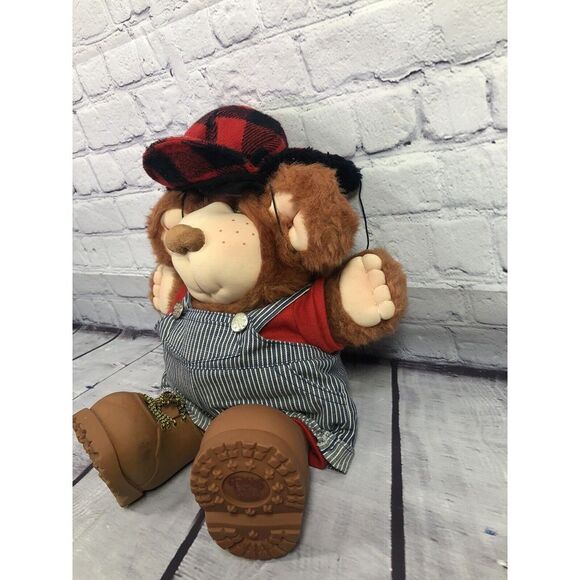 vtg Furskins Bear Dudley Plush‎ Xavier Roberts Cabbage Patch 14" Blue Overalls - Picture 2 of 7